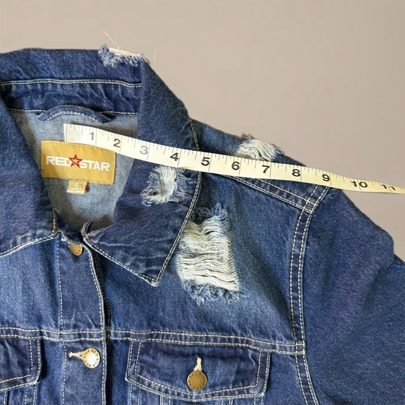 Red Star women’s distressed denim jeans jacket - Picture 8 of 9